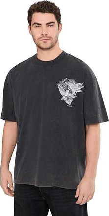 AllSaints Mysteries Short Sleeve Crew Mens T Shirt Washed Black : 2XL, Cotton