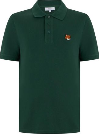 Maison Kitsun&eacute; Fox Head Regular Polo - Heren - Polos - Groen - S - Katoen - Tops