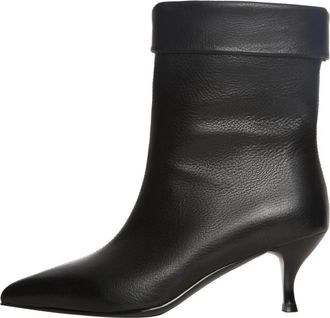 Cesare Gaspari Puntige Kitten Enkellaarsjes - Dames - Laarzen met Hak - Zwart - 36 EU - Leer - Schoenen