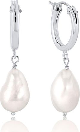 Set & Stones Adelle Pearl Hoop Earrings in Silver /White at Nordstrom