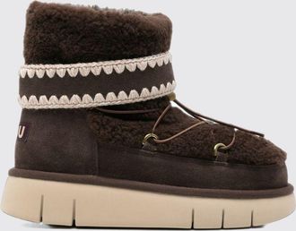 Mou Stivaletti in shearling scamosciato con ricami e coulisse regolabile
