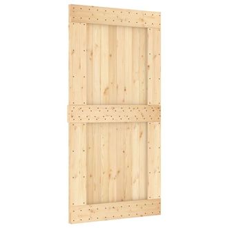 Berkfield Home Sliding Door with Hardware Set 100x210 cm Solid Wood Pine in Light Tan