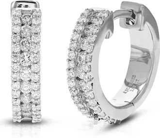 Vir Jewels 2/3 cttw Lab Grown Diamond Hoops Earrings in Sterling Silver With Hidden Post For Women