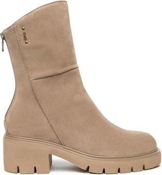 Nero Giardini Enkellaarsjes - Dames - Laarzen met Hak - Beige - 38 EU - Leer - Schoenen