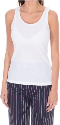 Tommy Hilfiger Satijnen Afwerking Ronde Hals Tanktop - Dames - Tops zonder mouwen - Wit - L - Satijn - Tops