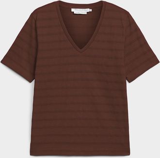 Contemporaine Womens Pointelle pattern pure organic cotton T-shirt