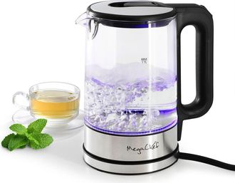 MegaChef 1.8 Quart Glass and Stainless Steel Electric Tea Kettle in Grey at Nordstrom