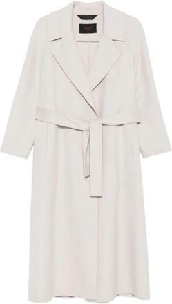 Palt&ograve; Lichtgrijze Wolceintuurjas - Dames - Jas met riem - Beige - L - Wol - Jassen