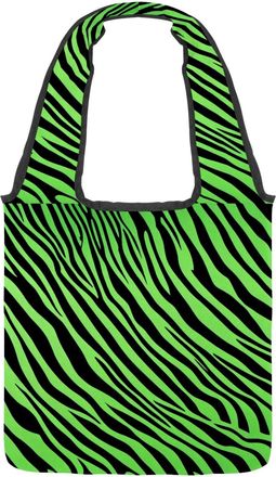 Generic Green Zebra Stripes Reversible Canvas Shoulder Tote - Double-Sided Print, 12oz Cotton, 27cm Drop, Fold-Flat Bag for Travel, Shopping, Street Outings