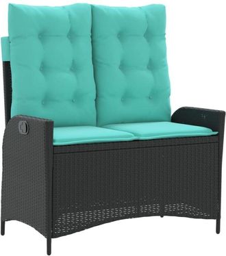 vidaXL Sill&oacute;n Reclinable De Jard&iacute;n Con Cojines Rat&aacute;n Sint&eacute;tico Negro Vidaxl