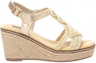 Xti Womens Textile Open Toe Sandals In Gold Textile