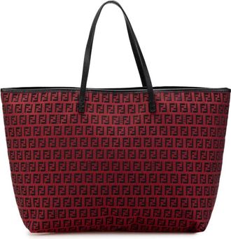 Fendi Pre-owned Tote Bags, female, Red, Size: ONE SIZE Pre-owned Medium Zucchino Canvas Roll Tote