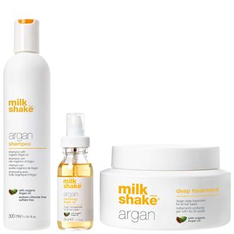 milk_shake Womens Argan Trio - Shampoo 300ml, Deep Treatment 200ml & Glistening Oil 50ml - One Size