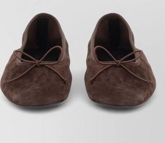 Aeyde tiby ballet flats suede bow detail