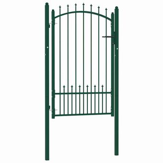 vidaXL Puerta De Valla Con Picos Acero Verde 100x150 Cm Vidaxl
