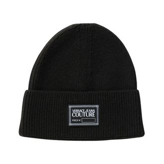 Versace Jeans Couture Logo Knit Beanie - Dames - Hoeden - Zwart - ONE Size - Polyester - Accessoires
