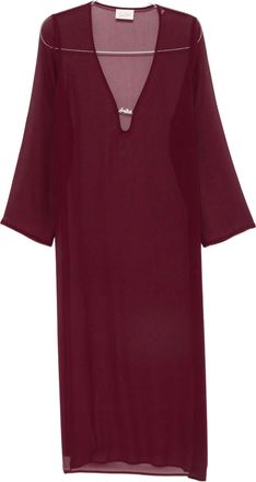 MC2 Saint Barth Sheer Long-Sleeved Cover-Up Dress with Deep V-Neckline