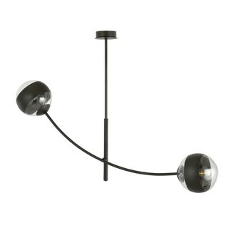 Wonderlamp L&aacute;mpara colgante con barra orientable y 2 esferas transparentes negras