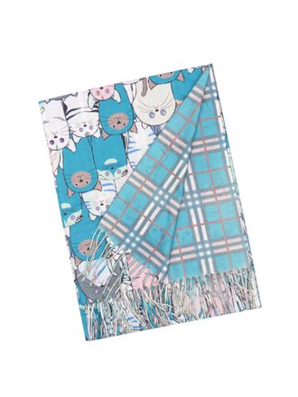 Generic Claudia & Jason Cute Cat Animal Print Long Shawls Kitty Faces Scarf Wrap Pashmina For Cat Lovers (Teal)