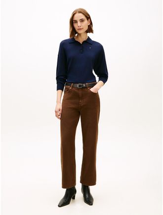 Tommy Hilfiger Womens High-Rise Cropped Slim Wide Leg Jean - Blue - -NONE