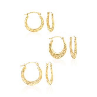 Ross-Simons 14kt Yellow Gold Jewelry Set: 3 Pairs Of Hoop Earrings