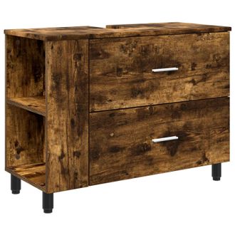 vidaXL Unidad De Tocador De Ba&ntilde;o Roble Ahumado 80 X 35 X 60 Cm Vidaxl