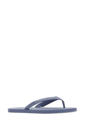Prada Mens Cerulean Blue Leather Thong Slippers Aviazione Flat Shoes