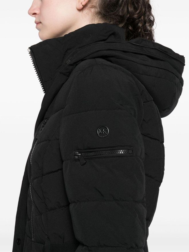 Michael Michael Kors Langer Scuba-Mantel mit Gürtel Schwarz ab