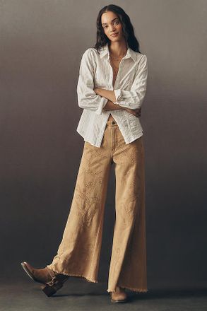 Pilcro The Adi Embroidered Mid-Rise Flare Jeans by Pilcro