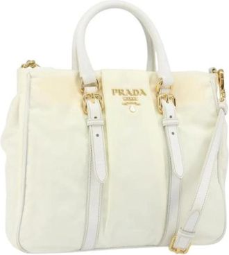 Prada Pre-owned Handbags, female, White, Size: ONE SIZE Pre-owned Vintage Nylon Handbag