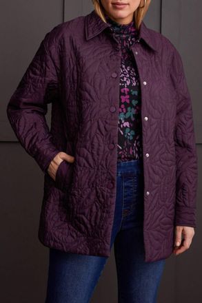 Tribal Quilted Snapped Front Shacket In Raisin