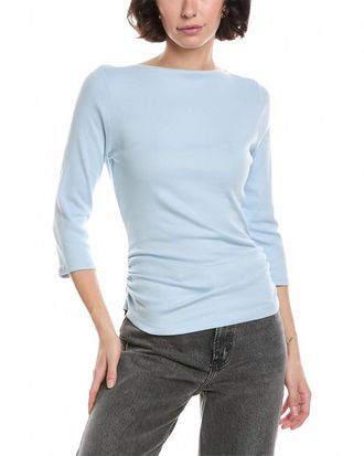 Michael Stars Asha Quarter Sleeve Straight Neck Top In Ocean