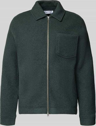 Samsøe & Samsøe Regular Fit Hemdjacke aus reiner Wolle Modell HANNES in Dunkelgruen, Größe XXL