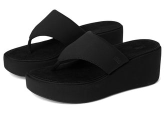 FitFlop Platfforms Wedge Toe-Post Sandals Womens Wedge Shoes All Black : 11 M (B)