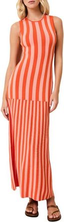 Solid & Striped The Lucerne Mixed Stripe Knit Dress in Peachykeen /Rust at Nordstrom, Size X-Small
