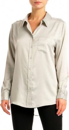 Elan Smooth As Silk Button-Down Shirt In Silver