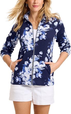 Tommy Bahama Aruba Floral Full-Zip Sweatshirt in Coastline at Nordstrom, Size Large