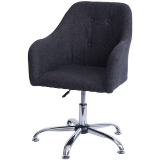 Hhg Non utilizzato] Sedia da pranzo HHG 566, sedia da cucina con braccioli, girevole regolabile in altezza metallo, tessuto grigio scuro