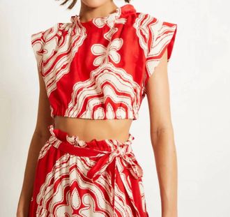 Lemlem Muna Ruched Crop Top In Red