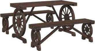 vidaXL Juego De Comedor De Jard&iacute;n 3 Piezas Madera Maciza De Abeto Vidaxl