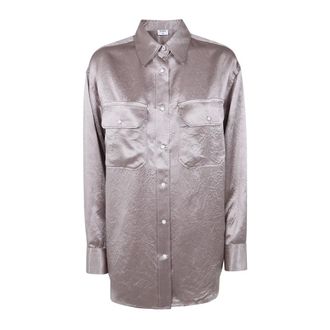 Filippa K Camicia in Raso Stropicciato - - Blouses & Shirts - Donna - Marrone - M