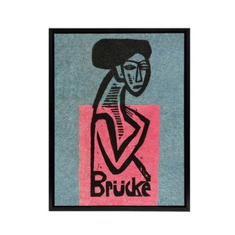 Artery8 Die Brucke Artist Group Exhibition Kirchner Black Framed Canvas Art in Blue | Size: W24 x H32
