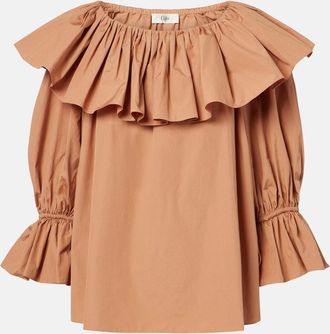 Chlo&eacute; Ruffled cotton poplin blouse