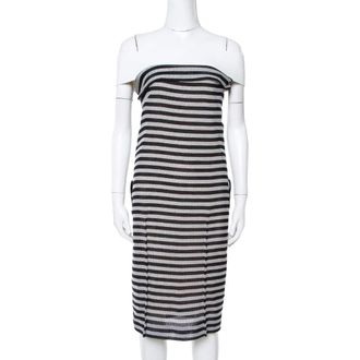 Roland Mouret Monochrome Striped Cotton Basketweave Layan Dress