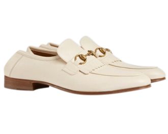 Gucci Ivory Fringed Mens Quentin Loafers Size 46