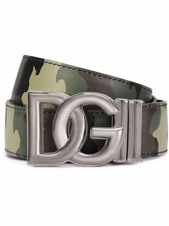 Dolce & Gabbana camouflage-print reversible belt - men - Calf Leather/Calf Leather - 100 - Green