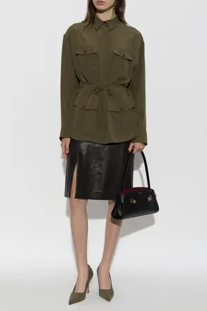 Ferragamo Shirt With A Waist Drawstring, Womens, Green