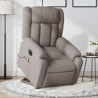 vidaXL Sill&oacute;n De Masaje El&eacute;ctrico Reclinable Elevable Tela Taup&eacute; Vidaxl