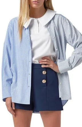 English Factory Mix Print Blouse in Oxford Blue at Nordstrom Rack, Size X-Small
