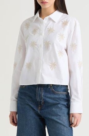 NVLT Poplin Beaded Shirt in White at Nordstrom Rack, Size X-Large